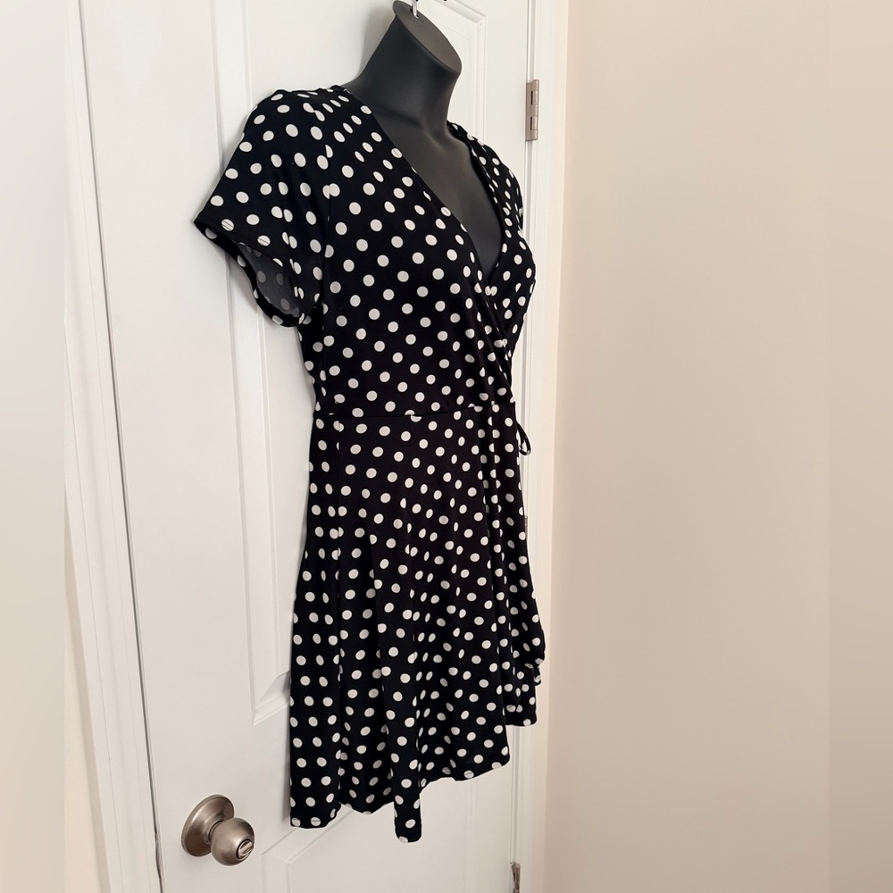 Perfectly Priscilla Polka Dot Faux Wrap Dress